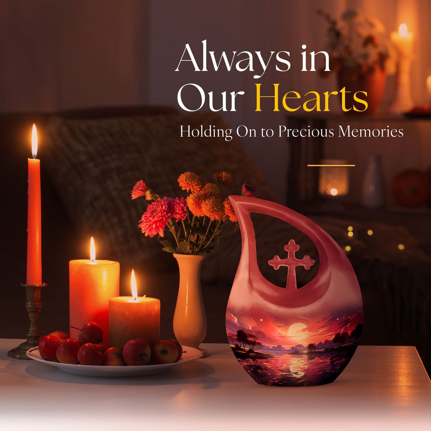Engravable 10 Inch Cross Drop Nature Urn