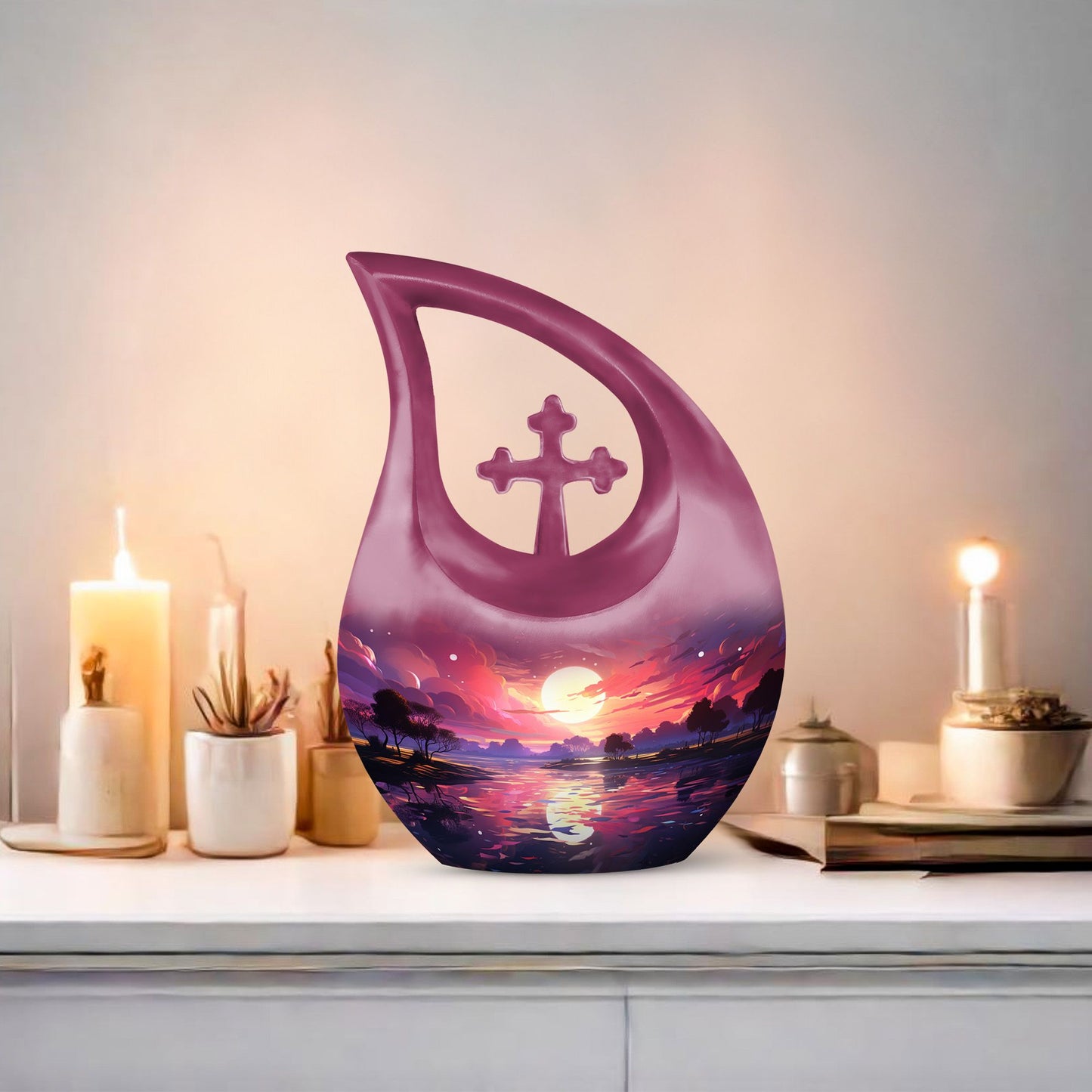 Engravable 10 Inch Cross Drop Nature Urn