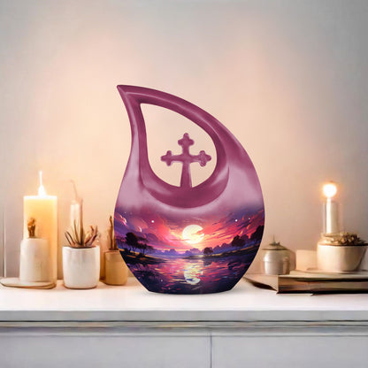 Engravable 10 Inch Cross Drop Nature Urn