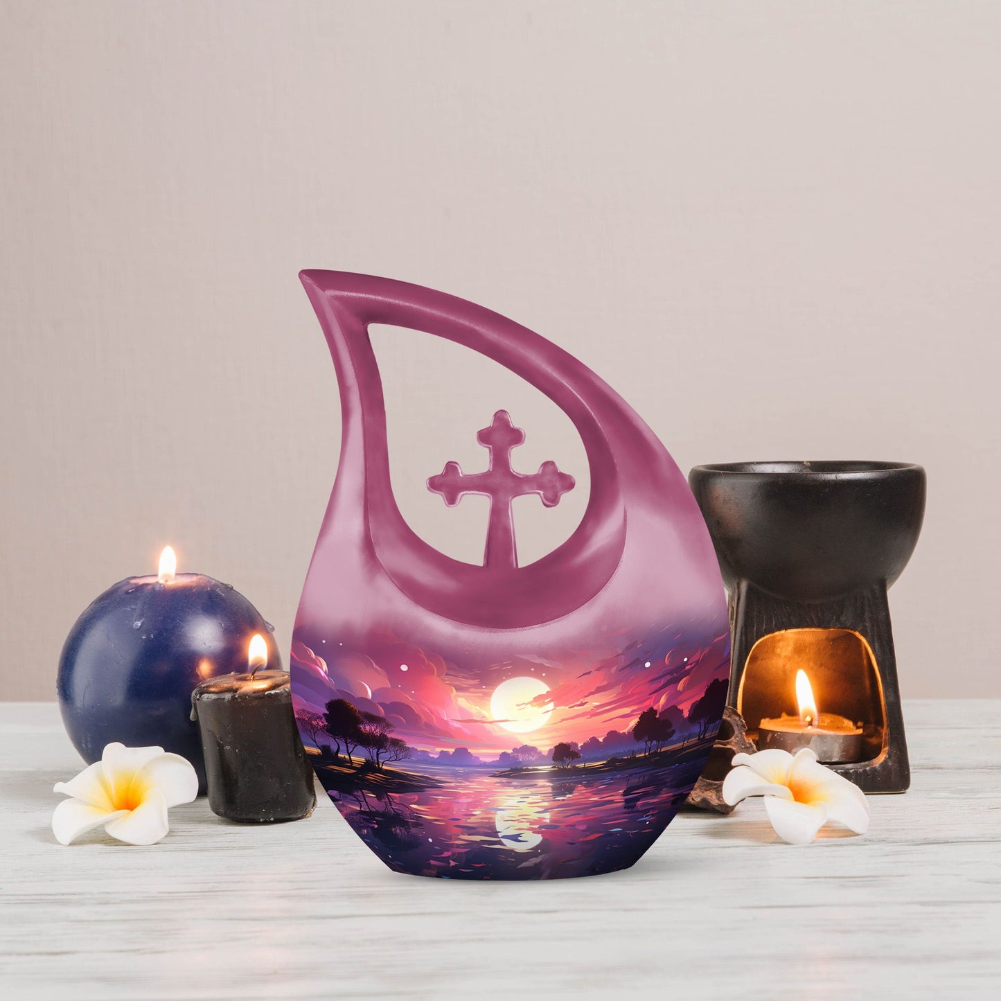 Engravable 10 Inch Cross Drop Nature Urn