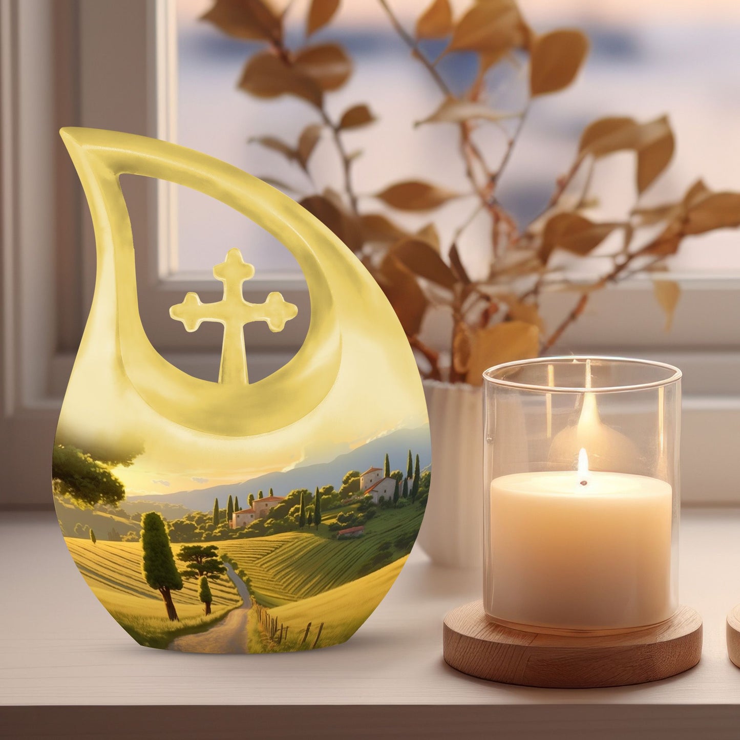 Nature themed 10-inch Memorial Urn