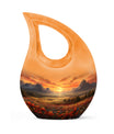 Nature-Themed Cross Drop Medium Size Aluminium Urn, 