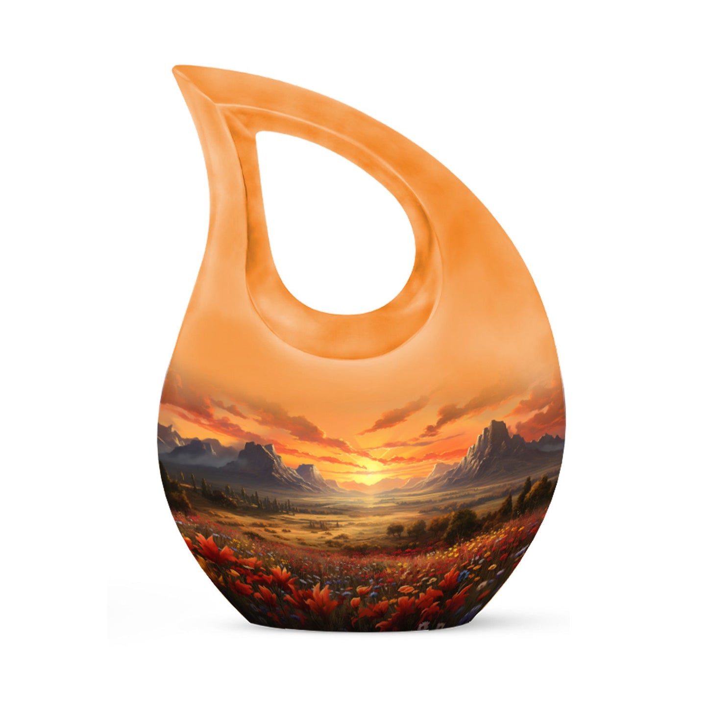 Nature-Themed Cross Drop Medium Size Aluminium Urn, 