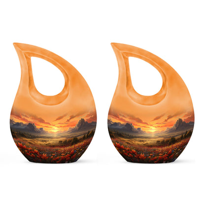 Nature-Themed Cross Drop Medium Size Aluminium Urn, 