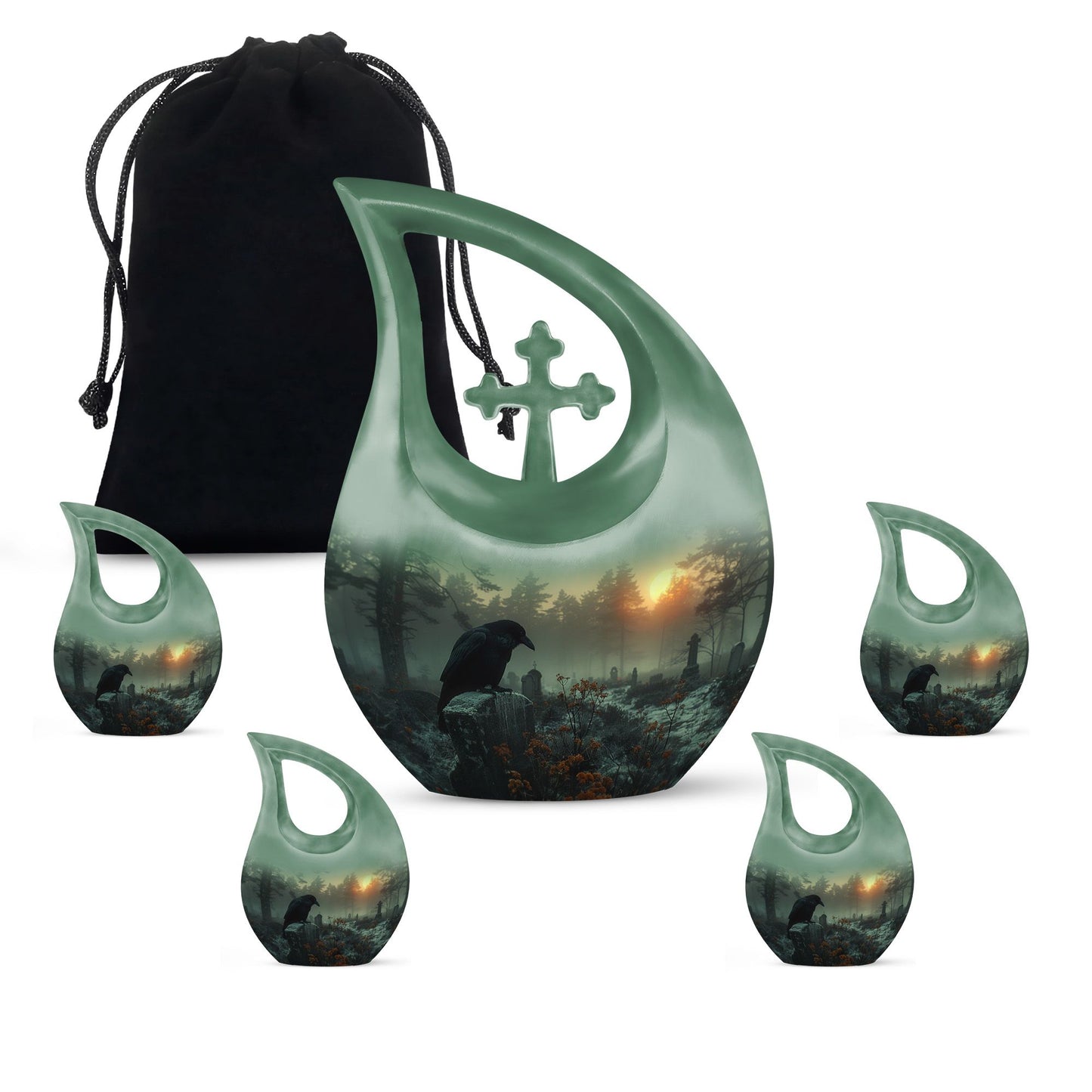 Crow theme Memorial urn