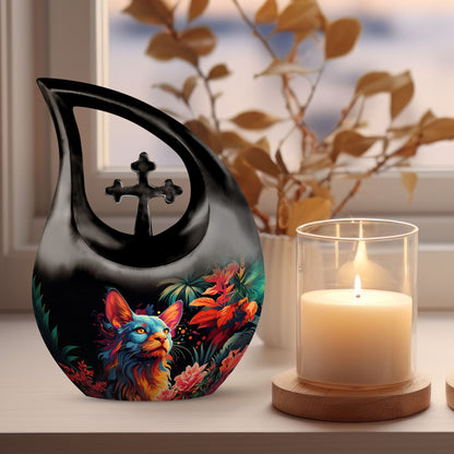 Vibrant Whiskers Amidst Cross Drop Urn