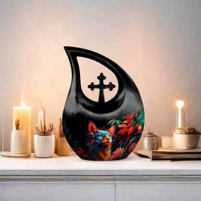 Vibrant Whiskers Amidst Cross Drop Urn