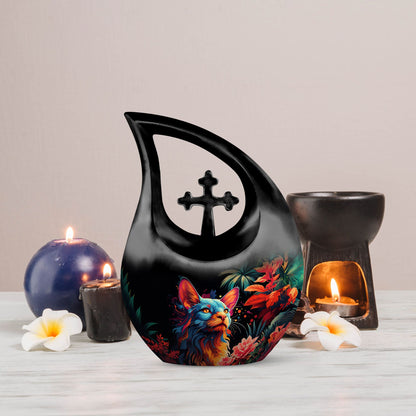 Vibrant Whiskers Amidst Cross Drop Urn