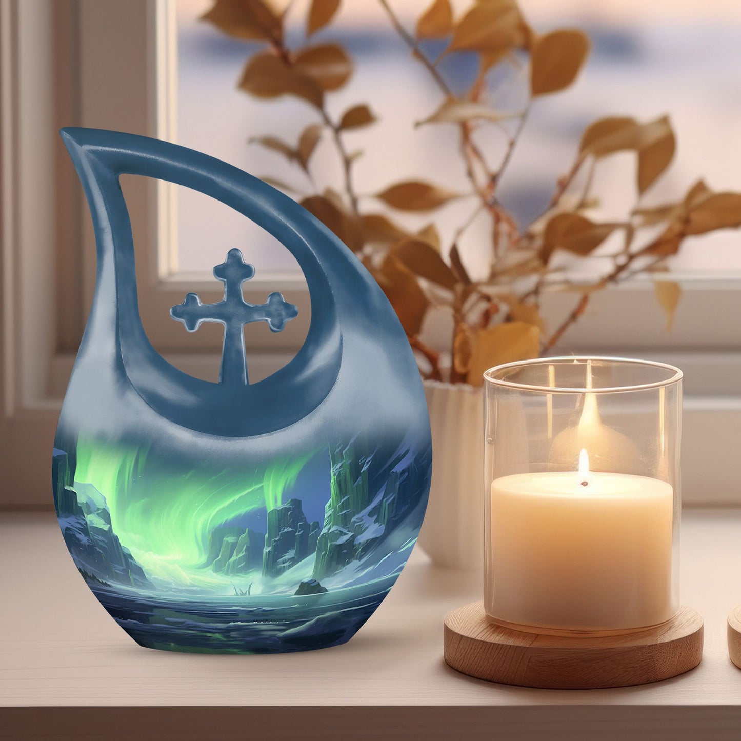Northern Lights memorial urn