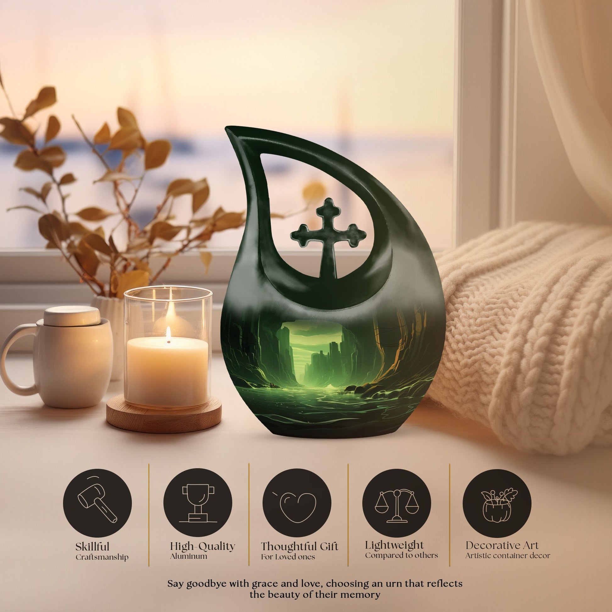 10-inch Emerald Glow Urn