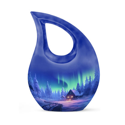 10-inch Cozy Cabin themed Aluminium Urn 