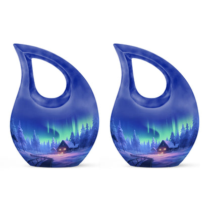 10-inch Cozy Cabin themed Aluminium Urn 