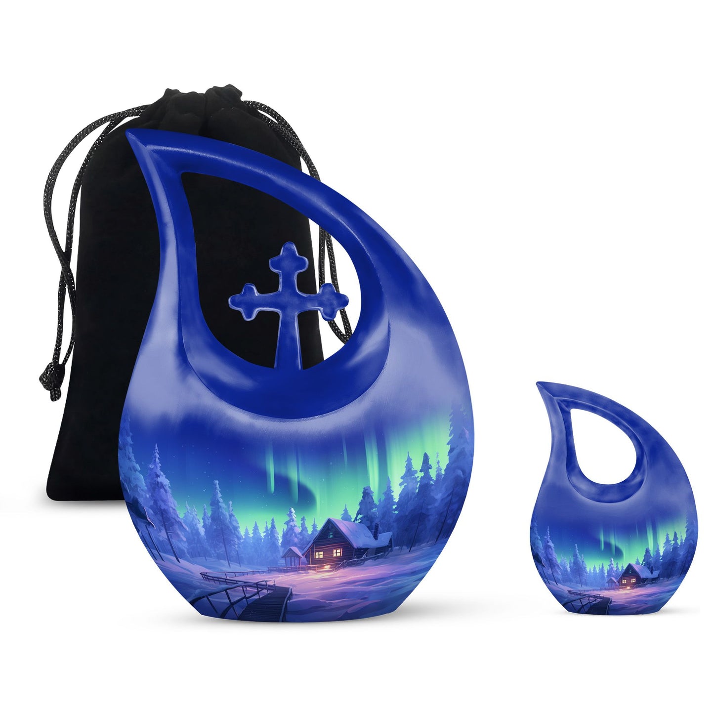 10-inch Cozy Cabin themed Aluminium Urn 