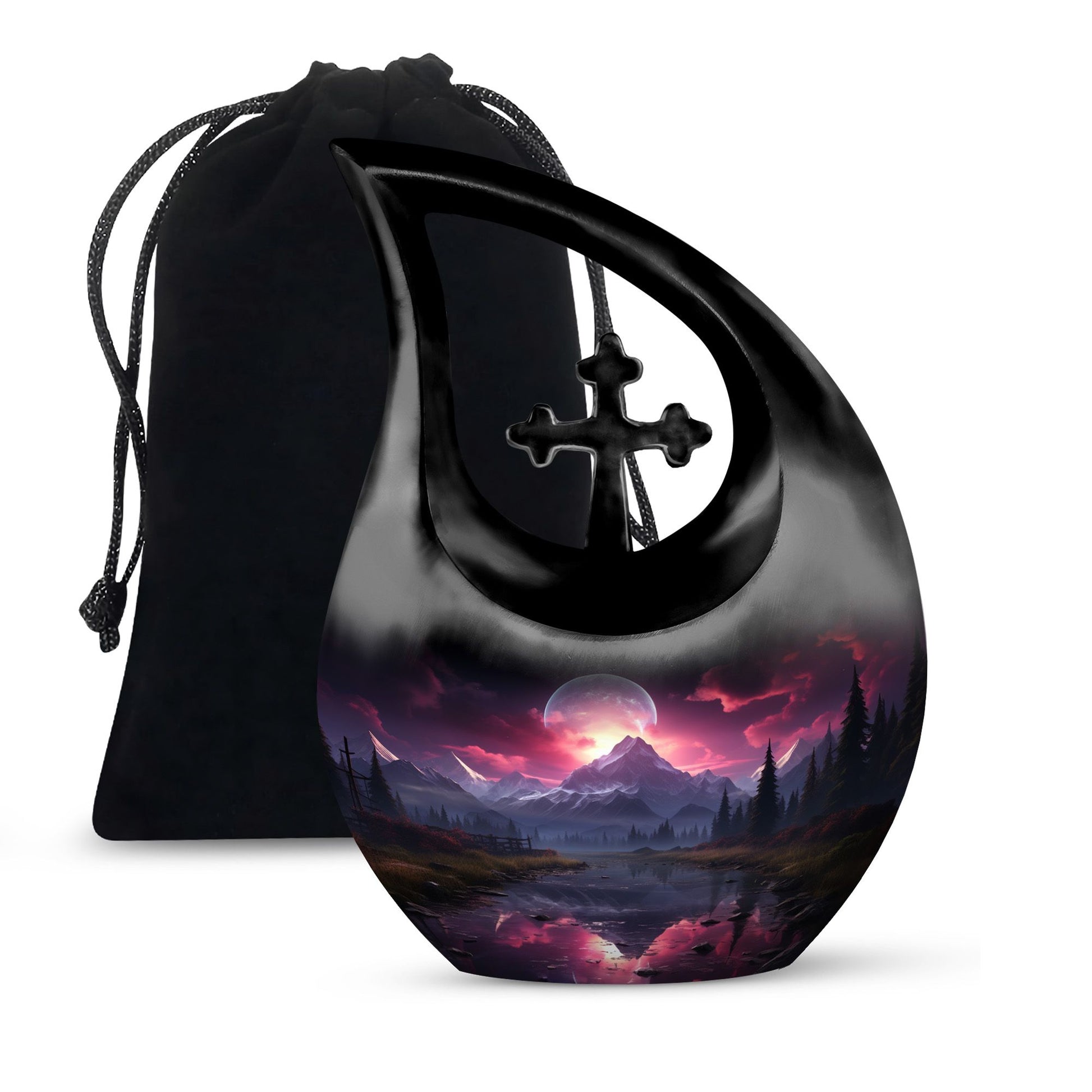 Crimson Skies Over themed Aluminium Memorial Urn