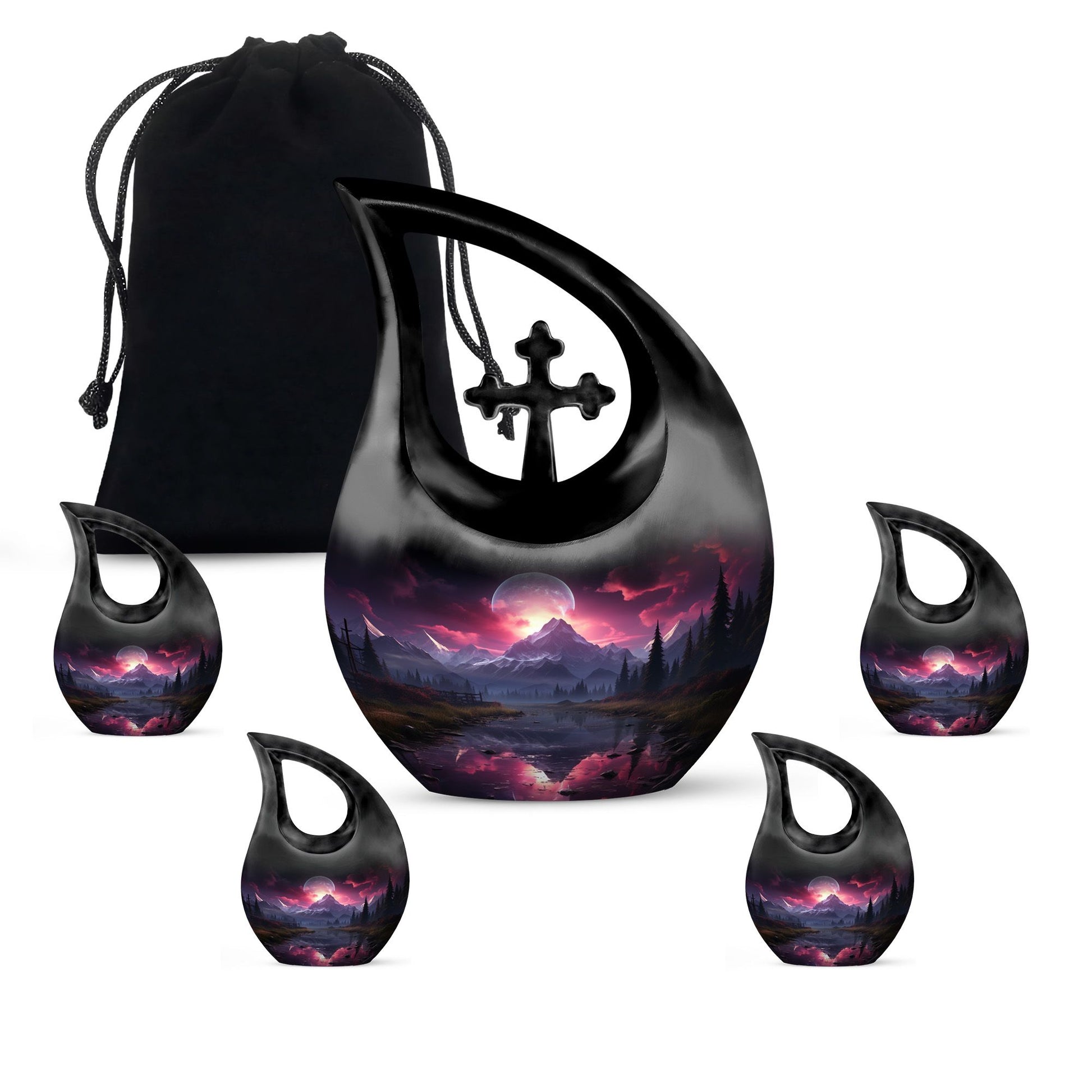 Crimson Skies Over themed Aluminium Memorial Urn