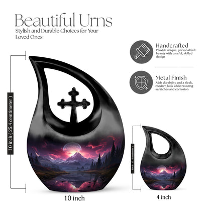 Crimson Skies Over themed Aluminium Memorial Urn