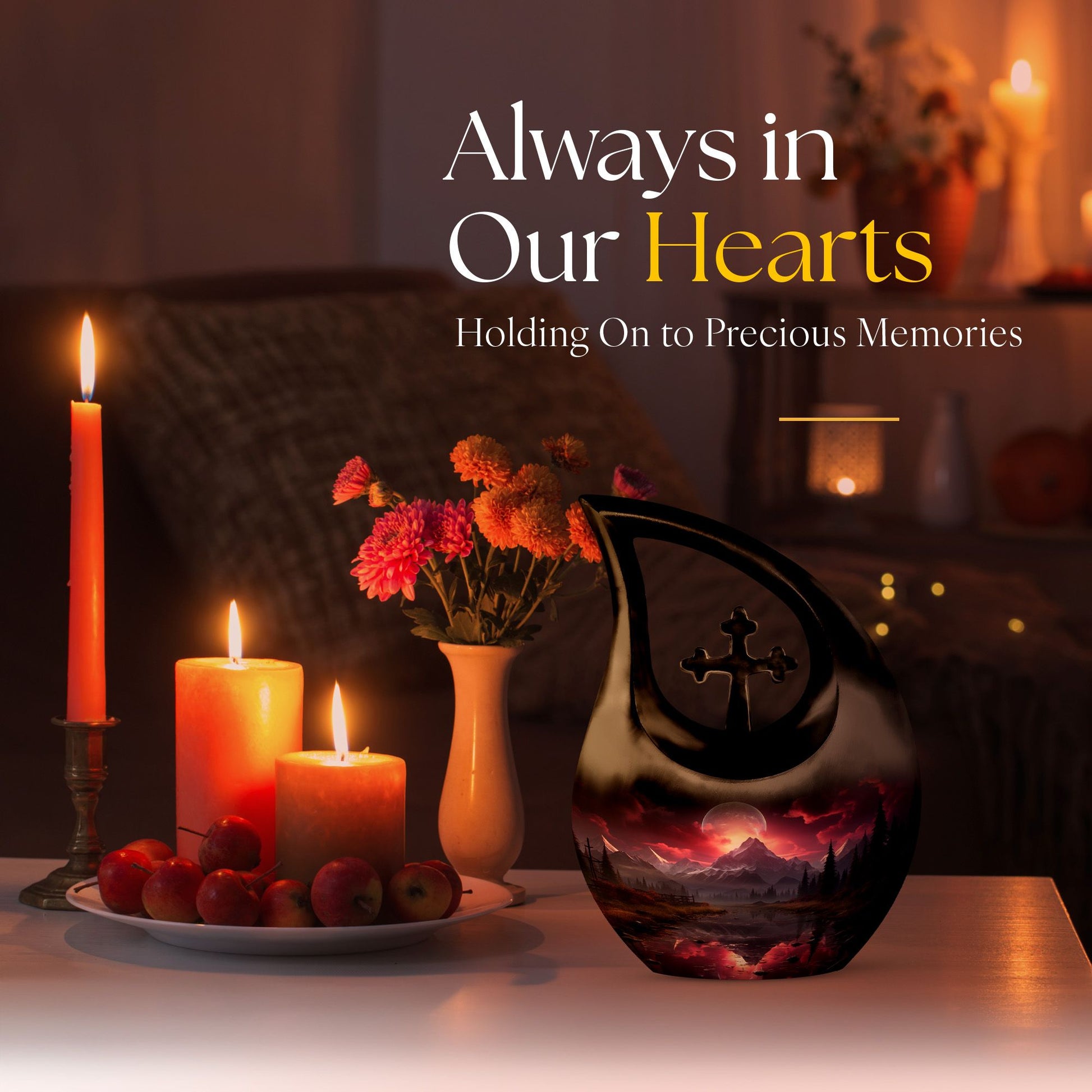 Crimson Skies Over themed Aluminium Memorial Urn