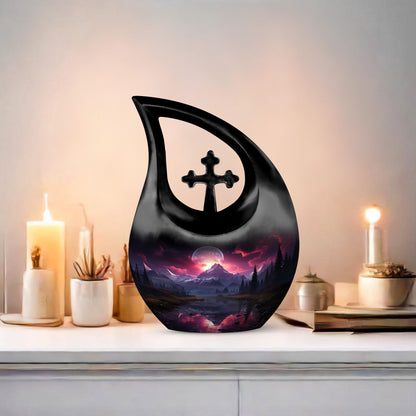 Crimson Skies Over themed Aluminium Memorial Urn