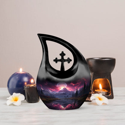 Crimson Skies Over themed Aluminium Memorial Urn