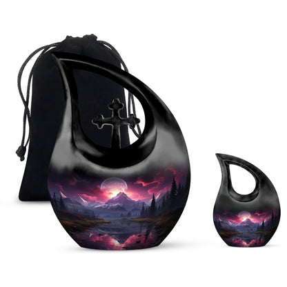 Crimson Skies Over themed Aluminium Memorial Urn