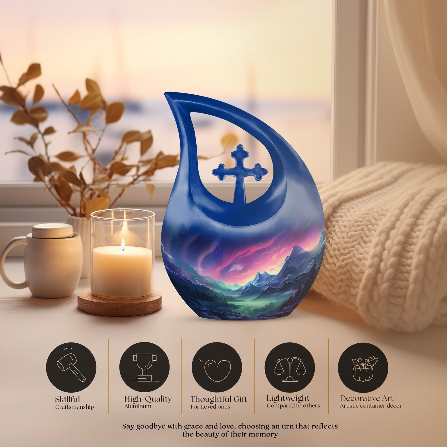 Twilight Serenade In Large Cross Drop urn, 