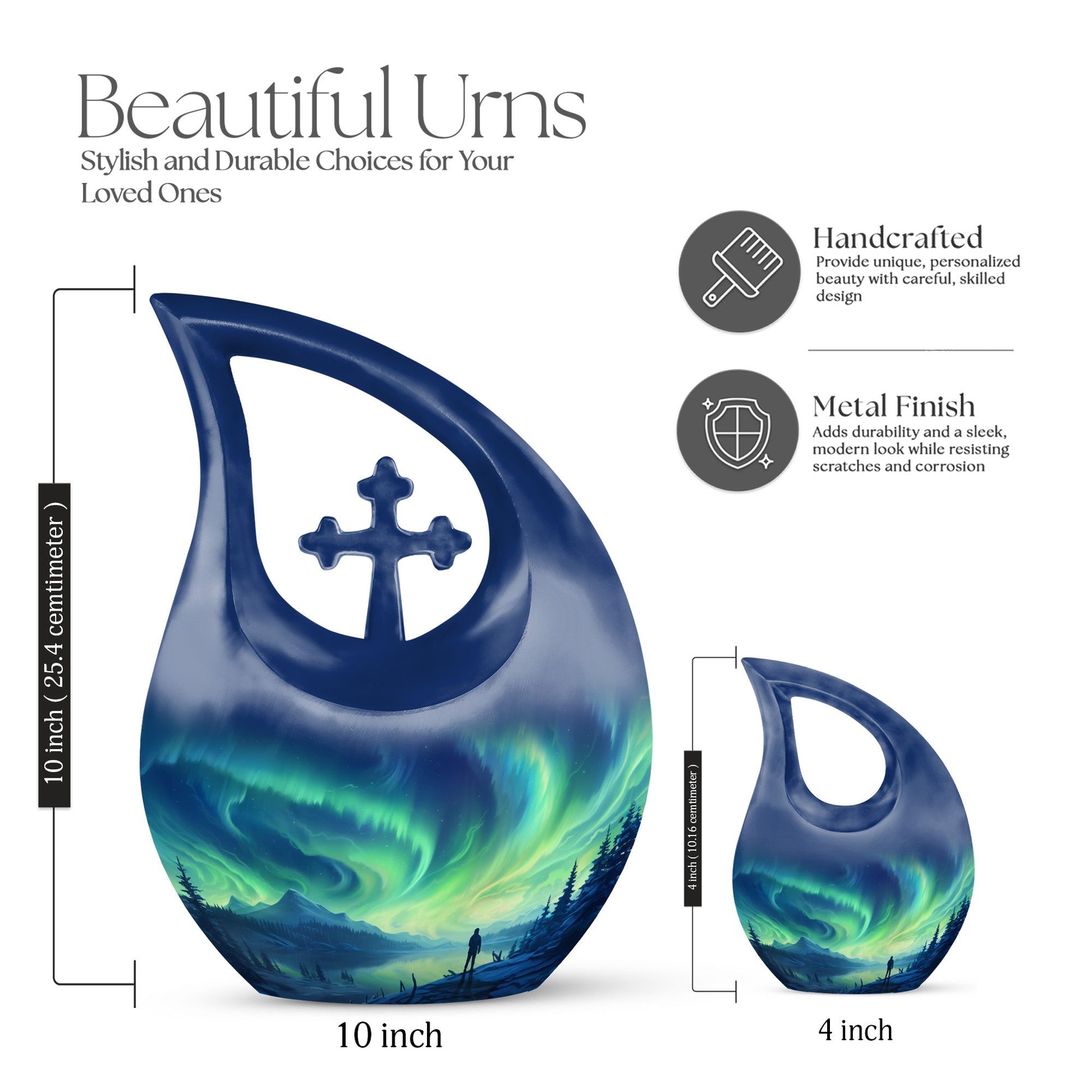 Spectacular Aurora Over Cross Drop memorial urn