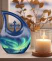 Spectacular Aurora Over Cross Drop memorial urn