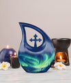 Spectacular Aurora Over Cross Drop memorial urn