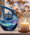 Midnight Symphony Over Cross Drop Design Memorial Urn