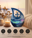 Midnight Symphony Over Cross Drop Design Memorial Urn