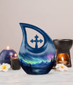 Midnight Symphony Over Cross Drop Design Memorial Urn