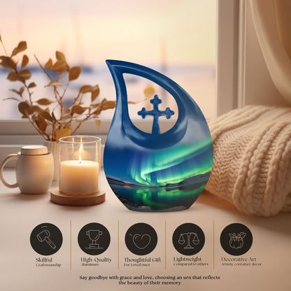 10 Inch Majestic Northern LightsMemorial Urn, 