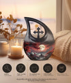 10-Inch Moonlit Sakura Sanctuary Cross Drop Memorial Urn