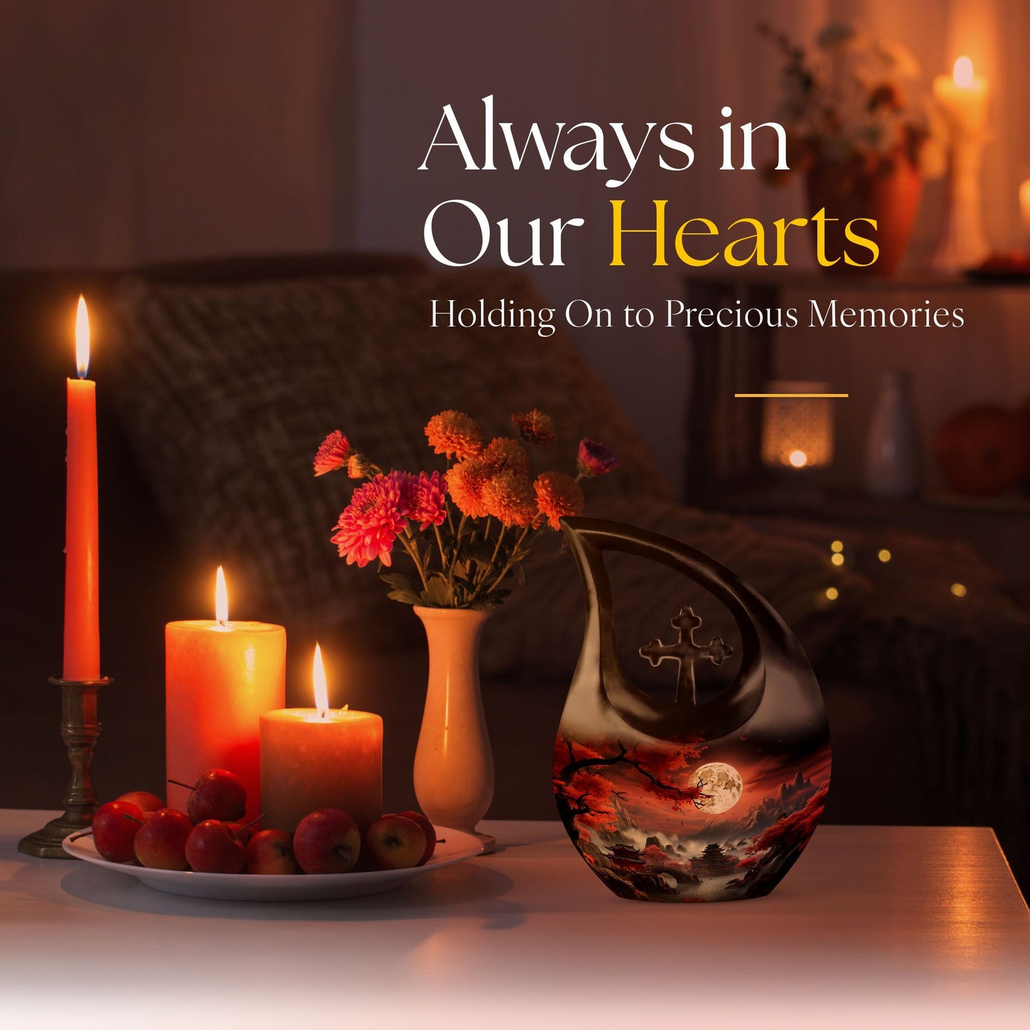 10-Inch Moonlit Sakura Sanctuary Cross Drop Memorial Urn