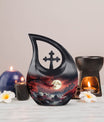 10-Inch Moonlit Sakura Sanctuary Cross Drop Memorial Urn