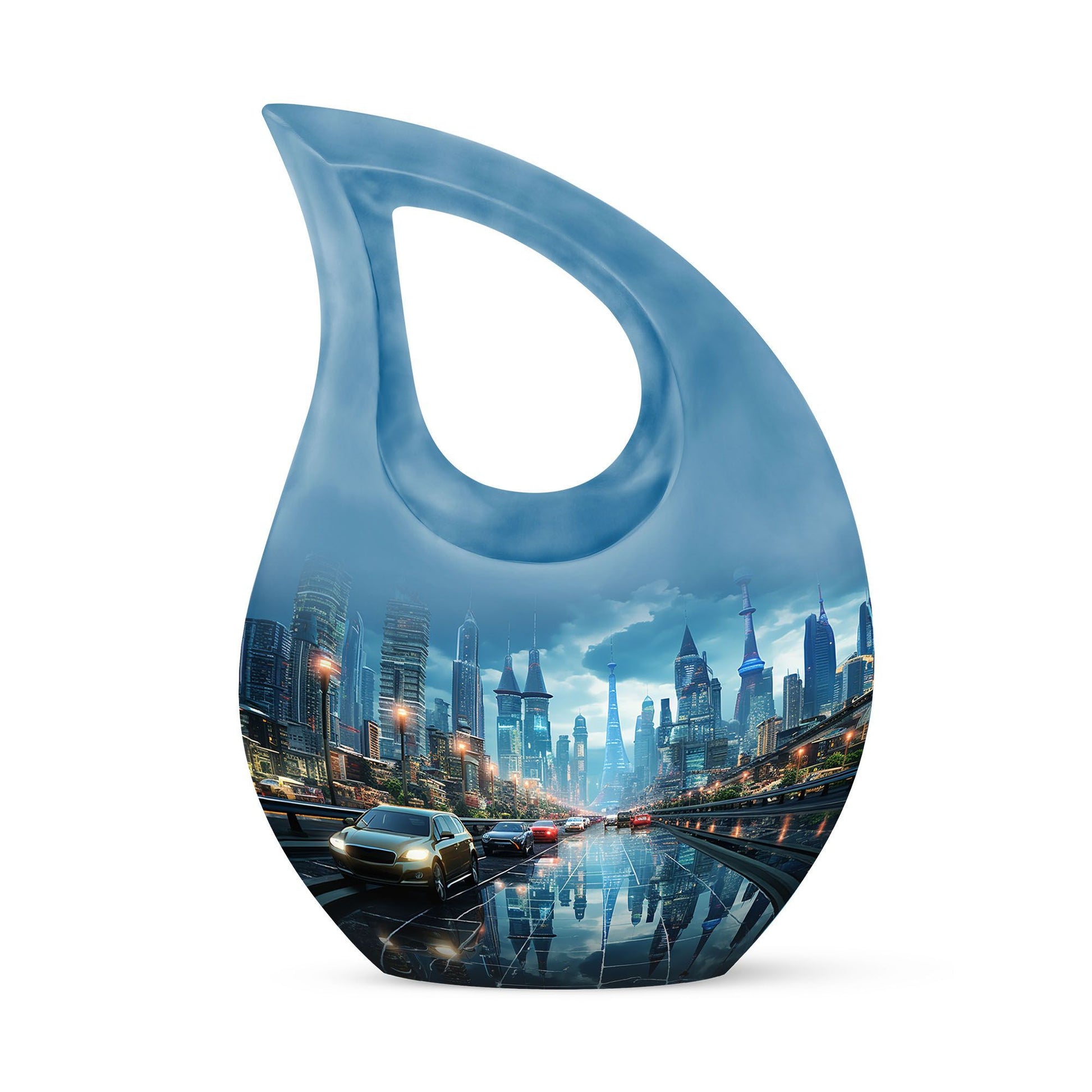 10-inch Aluminium Cityscape At Dusk Urn 