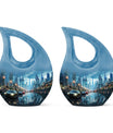 10-inch Aluminium Cityscape At Dusk Urn 