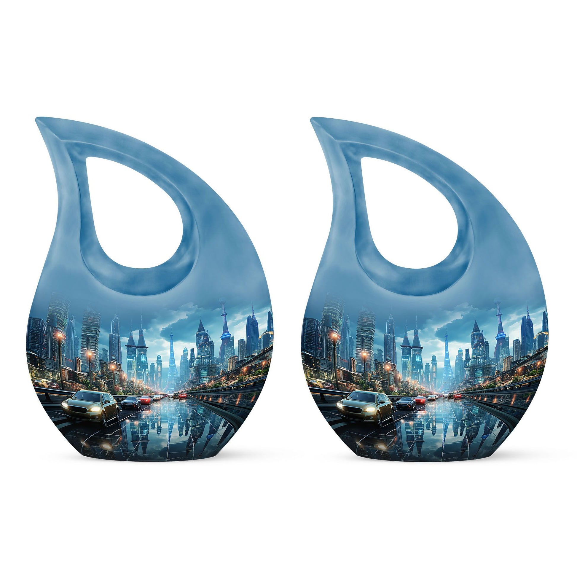 10-inch Aluminium Cityscape At Dusk Urn 