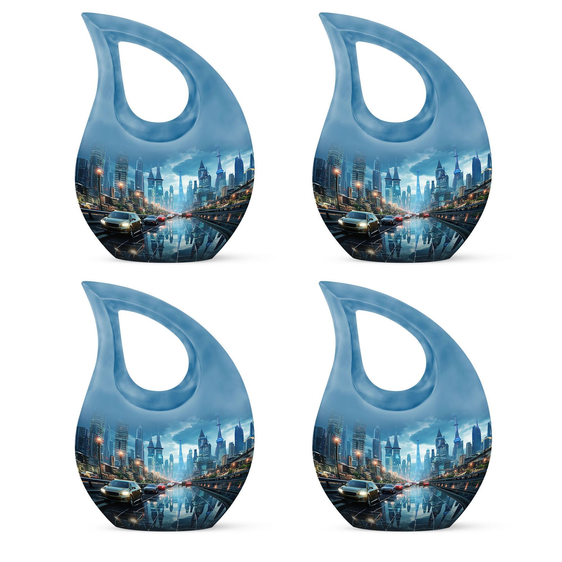 10-inch Aluminium Cityscape At Dusk Urn 