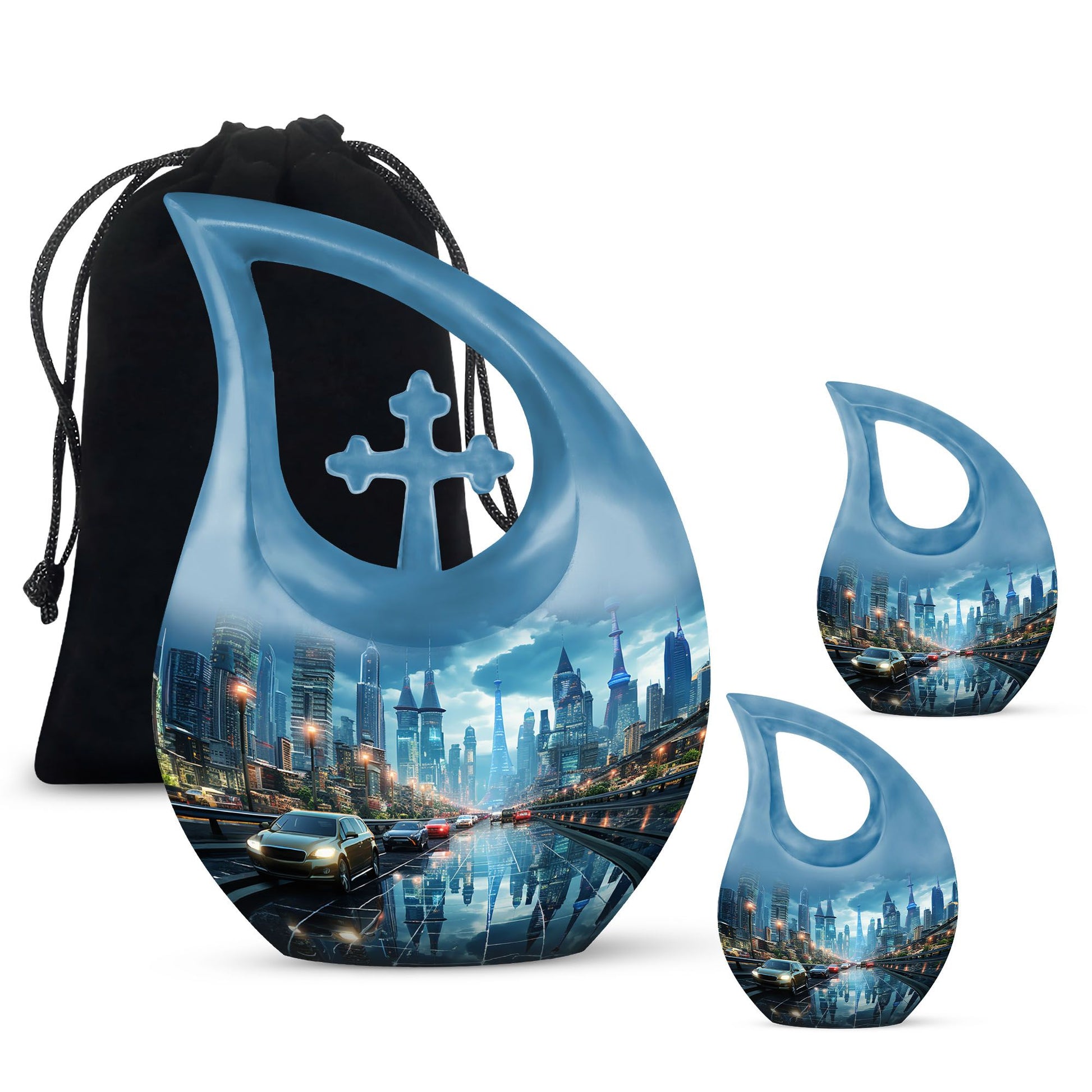 10-inch Aluminium Cityscape At Dusk Urn 