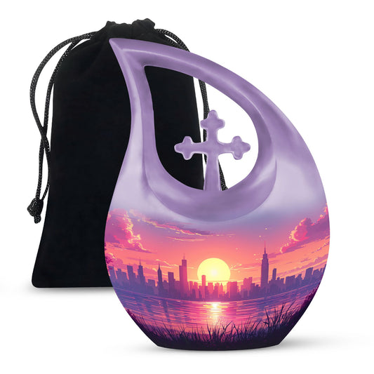 10-inch Urban Oasis, purple Cross Drop design large urn 