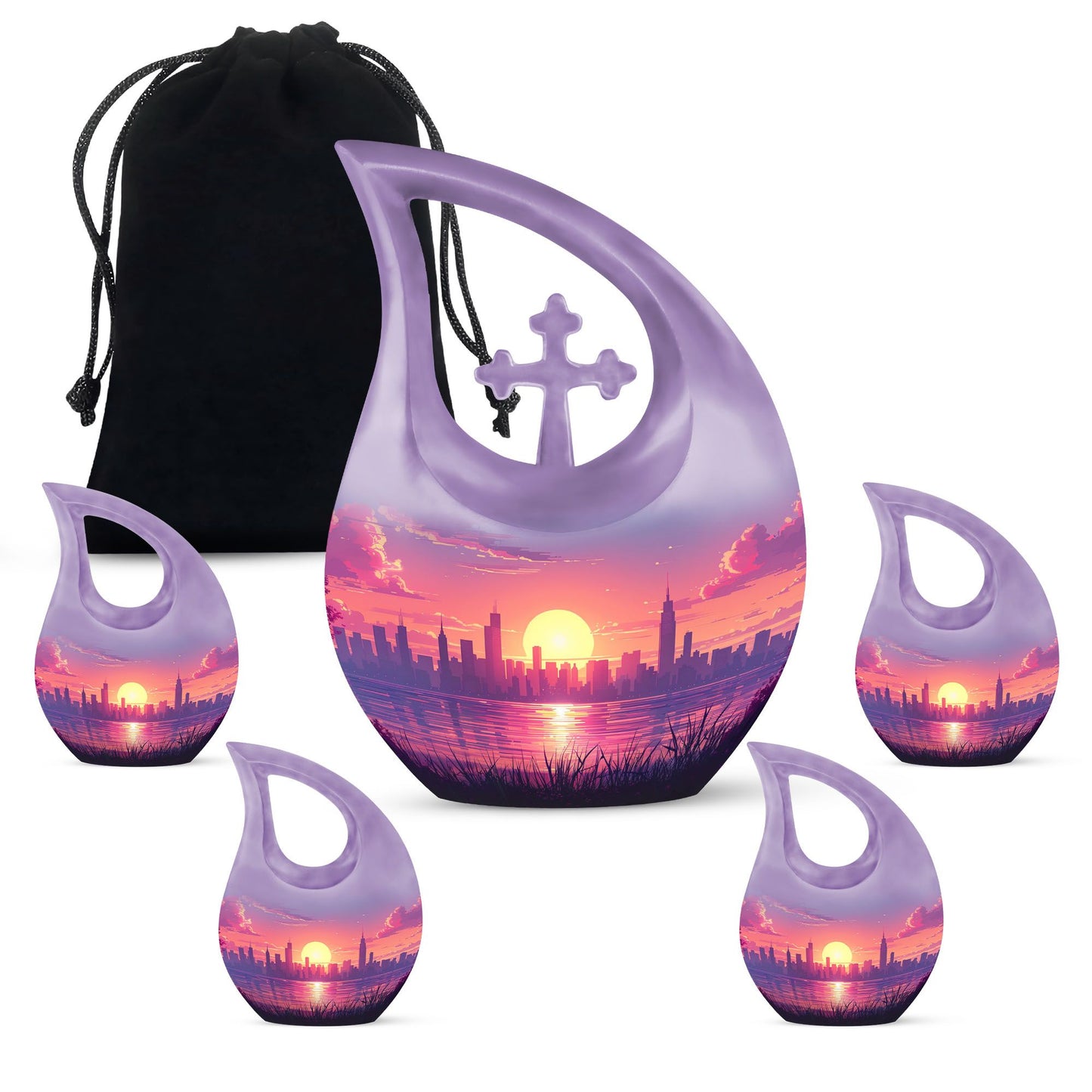 10-inch Urban Oasis, purple Cross Drop design large urn 