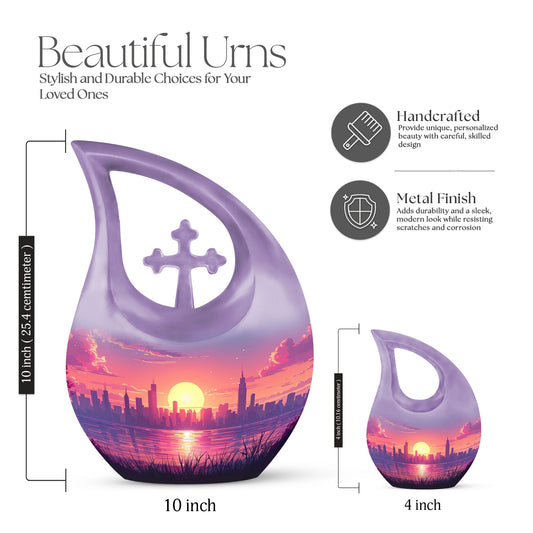 10-inch Urban Oasis, purple Cross Drop design large urn 