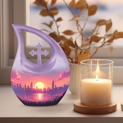 10-inch Urban Oasis, purple Cross Drop design large urn 
