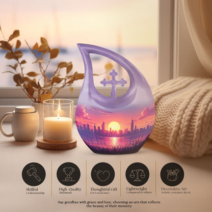 10-inch Urban Oasis, purple Cross Drop design large urn 