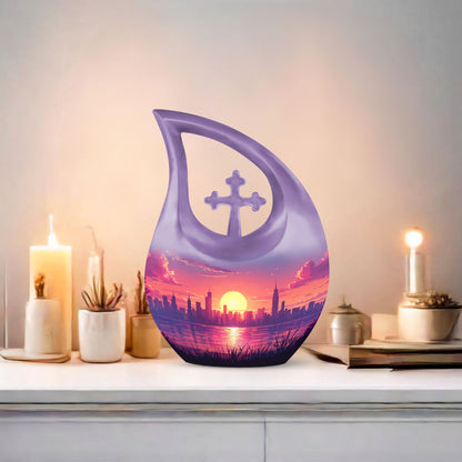 10-inch Urban Oasis, purple Cross Drop design large urn 
