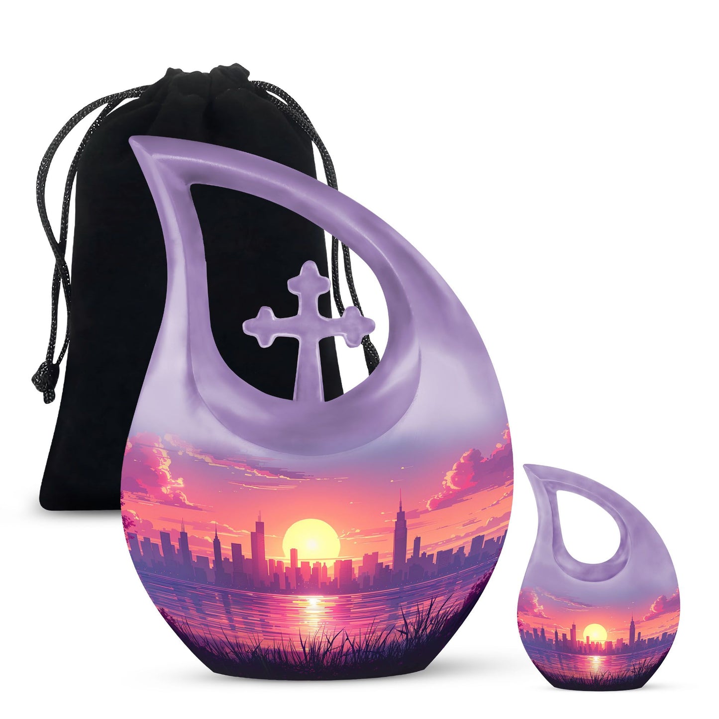 10-inch Urban Oasis, purple Cross Drop design large urn 