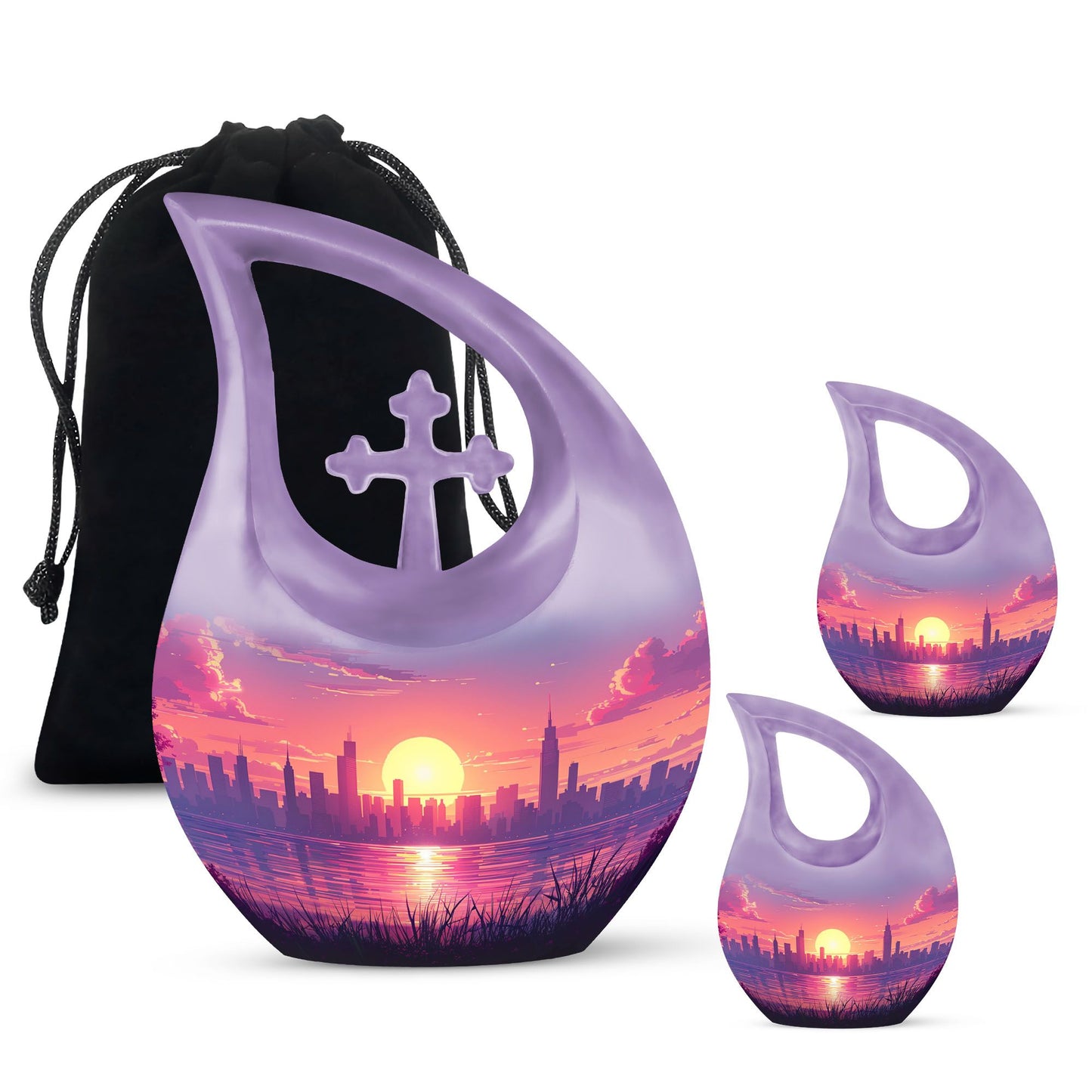 10-inch Urban Oasis, purple Cross Drop design large urn 