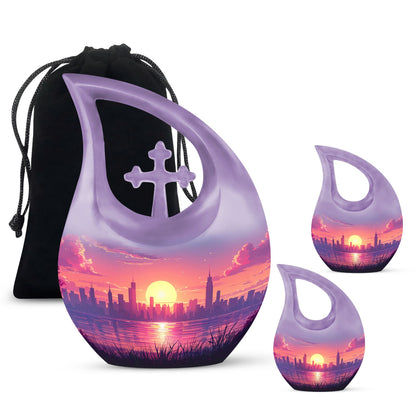 10-inch Urban Oasis, purple Cross Drop design large urn 