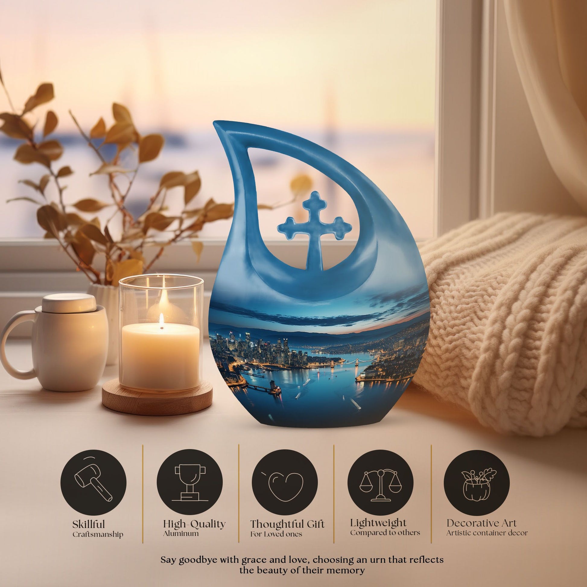 10-inch Cross Drop memorial urn